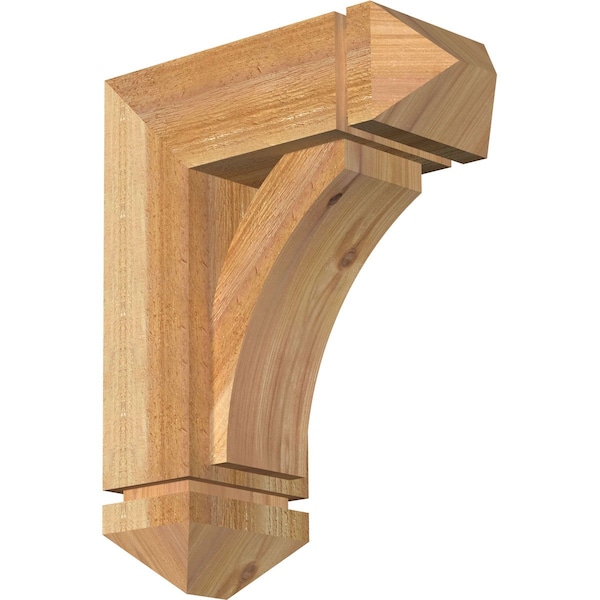 Ekena Millwork Thorton Arts and Crafts Rough Sawn Bracket w/ Offset Brace, Western Red Cedar, 6"W x 14"D x 18"H BKT0604X14X18THR03RWR - main
